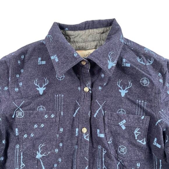 Legendary Whitetails Shirt Womens Large Navy Deer Hunting Print Cotton Flannel - Picture 1 of 16